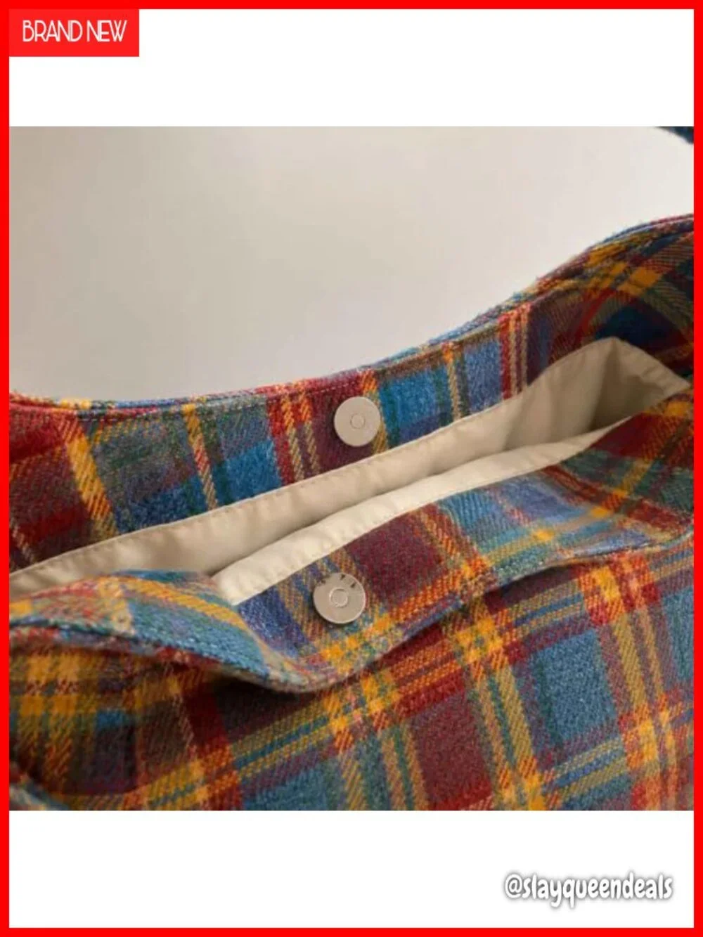 Tweed Plaid Hobo Shoulder Bag Gingham Patchwork